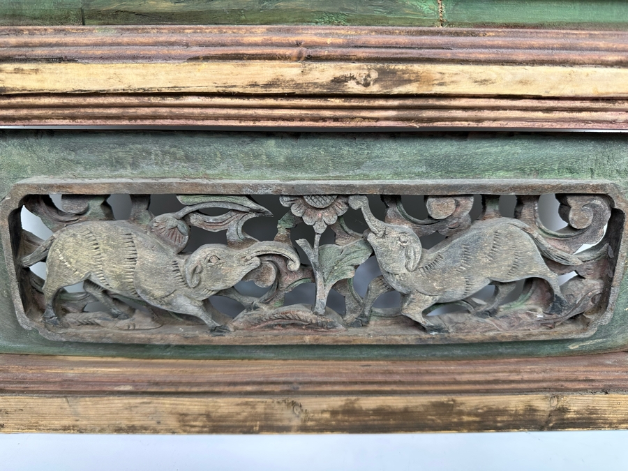 Vintage Chinese Relief Carved Temple Panels Wall Decor 19 X 40.5, A Pair [Photo 13]