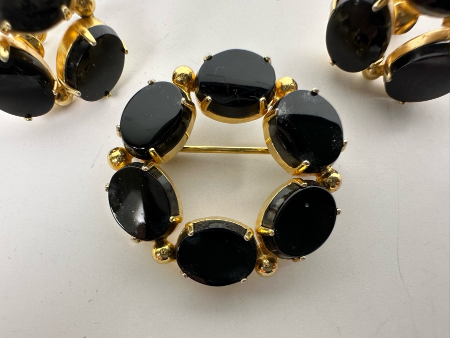 Burt Cassell Signed 1/20 12KT Gold Filled Jewelry Set: Brooch Pin With Matching Screwback Earrings [Photo 4]