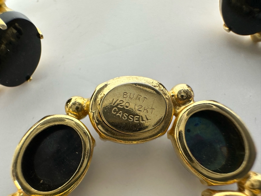 Burt Cassell Signed 1/20 12KT Gold Filled Jewelry Set: Brooch Pin With Matching Screwback Earrings [Photo 7]