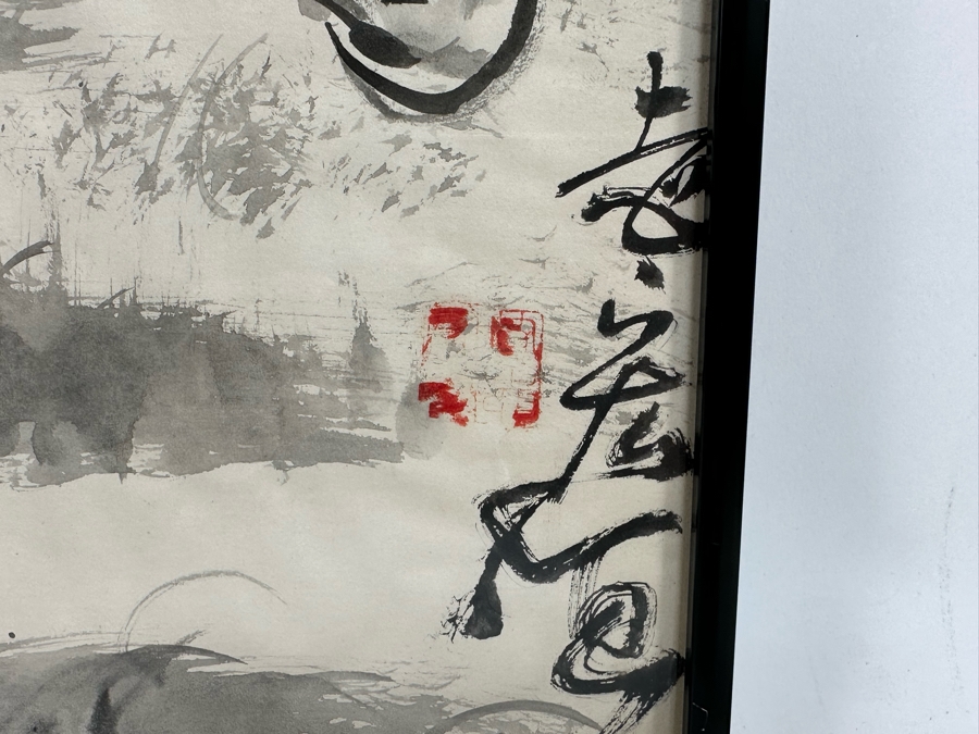 Three Signed Original Chinese Brush Paintings On Paper Of Shrimp, Fish And Horse Framed 12 X 20 [Photo 26]