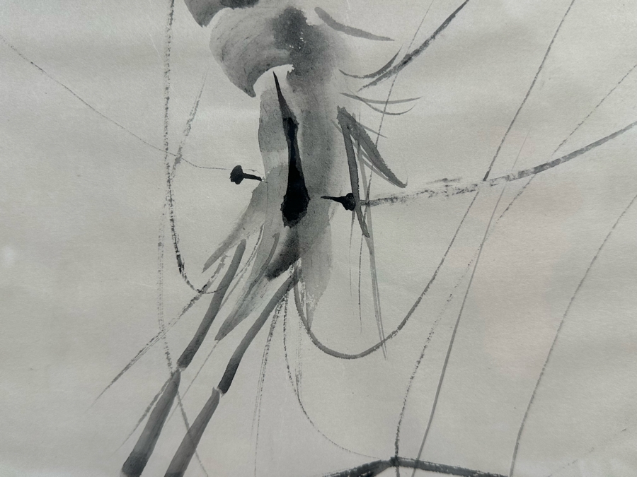 Three Signed Original Chinese Brush Paintings On Paper Of Shrimp, Fish And Horse Framed 12 X 20 [Photo 10]