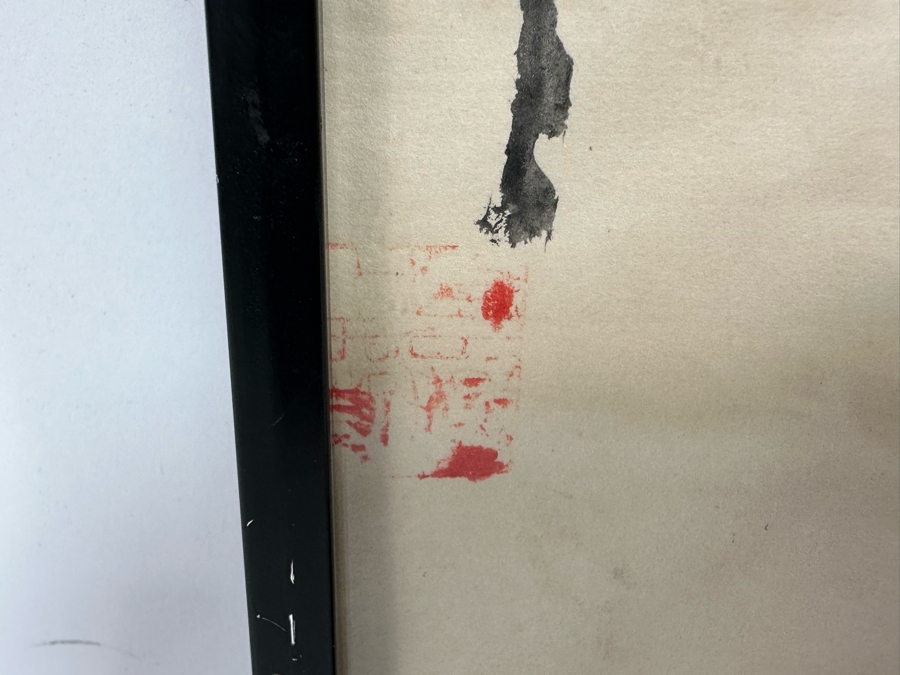 Three Signed Original Chinese Brush Paintings On Paper Of Shrimp, Fish And Horse Framed 12 X 20 [Photo 16]