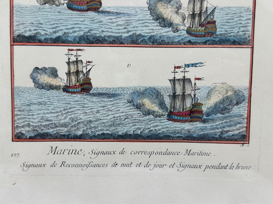 Maritime Signals - Marine, Signaux De Correspondance Maritime Hand Colored Print From Plate XXIII 8 X 14 Framed 15 X 20 [Photo 4]