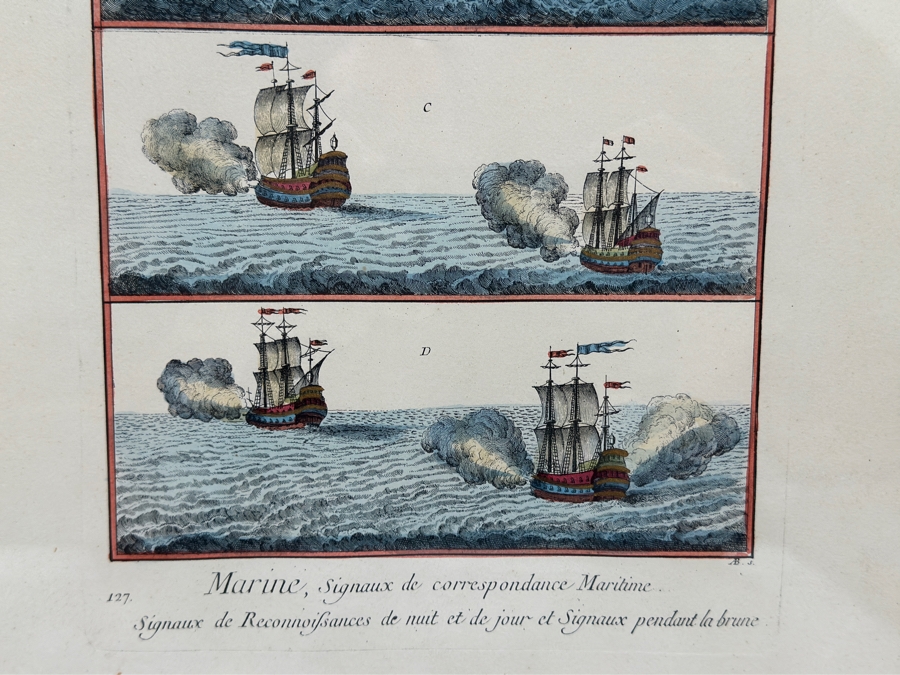 Maritime Signals - Marine, Signaux De Correspondance Maritime Hand Colored Print From Plate XXIII 8 X 14 Framed 15 X 20 [Photo 5]