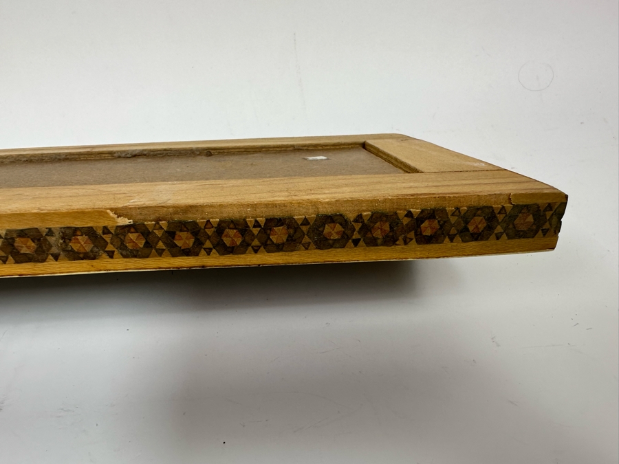 Original Vintage Polo Watercolor Suratgari Marquetry Khatam Arabic Style Artwork Handmade Inlaid Wooden Frame 20 X 7 [Photo 11]