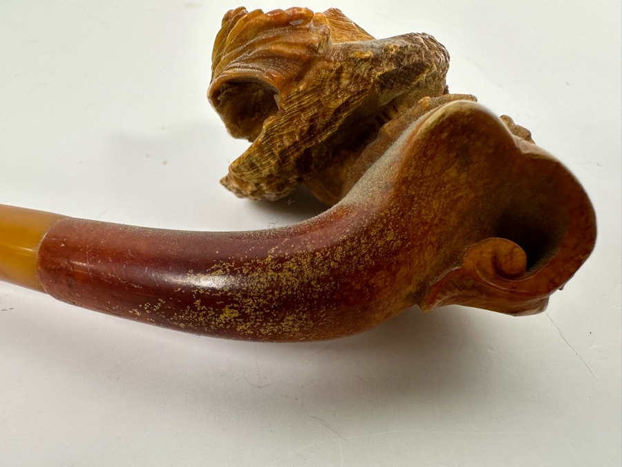 Victorian Carved Meerschaum Figural Woman's Head Pipe 4L [Photo 9]