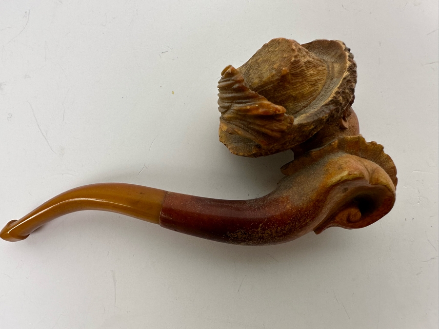 Victorian Carved Meerschaum Figural Woman's Head Pipe 4L [Photo 8]