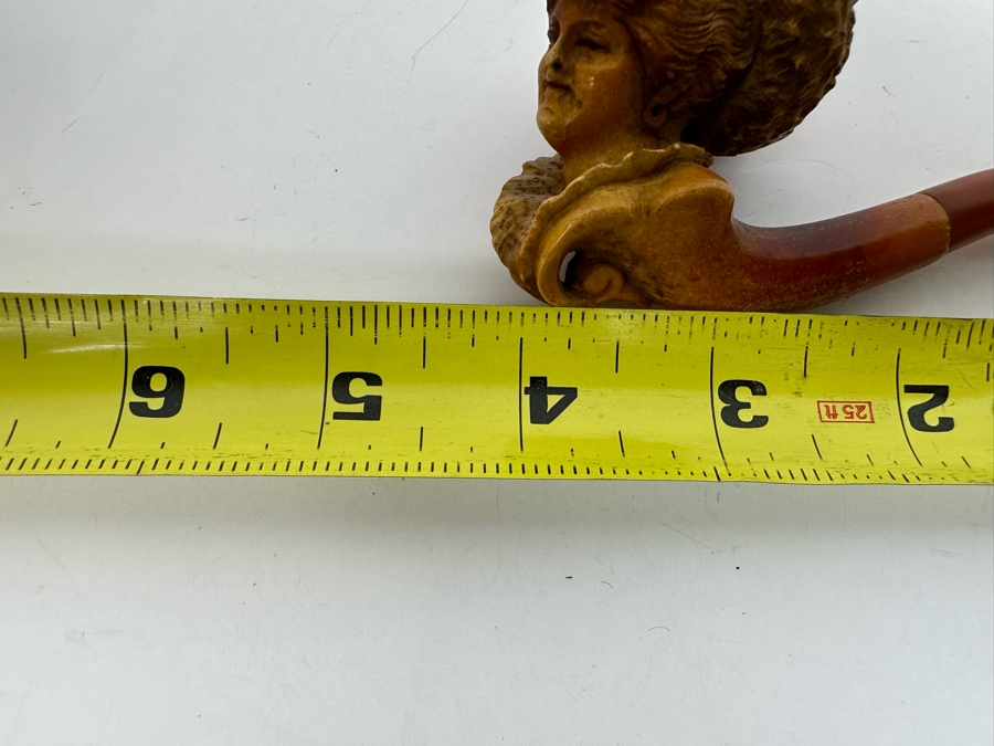 Victorian Carved Meerschaum Figural Woman's Head Pipe 4L [Photo 10]