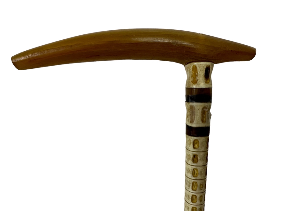 Antique Shark Vertebrae Horn Handle Cane 32L [Photo 2]