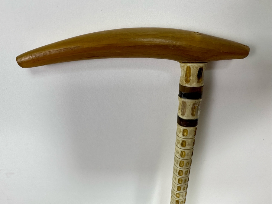 Antique Shark Vertebrae Horn Handle Cane 32L [Photo 4]