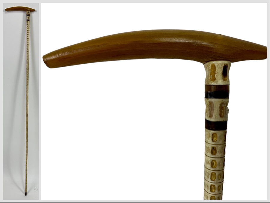 Antique Shark Vertebrae Horn Handle Cane 32L [Photo 1]