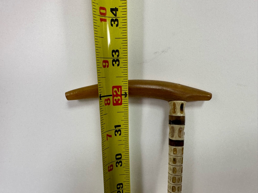 Antique Shark Vertebrae Horn Handle Cane 32L [Photo 10]