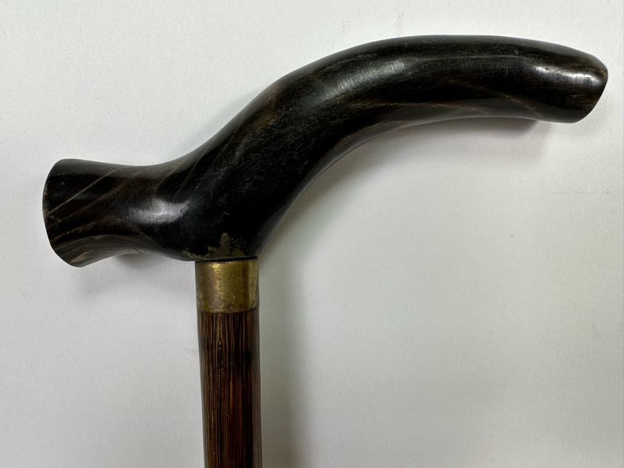 Vintage Horn Handle Bamboo Cane 36L [Photo 4]