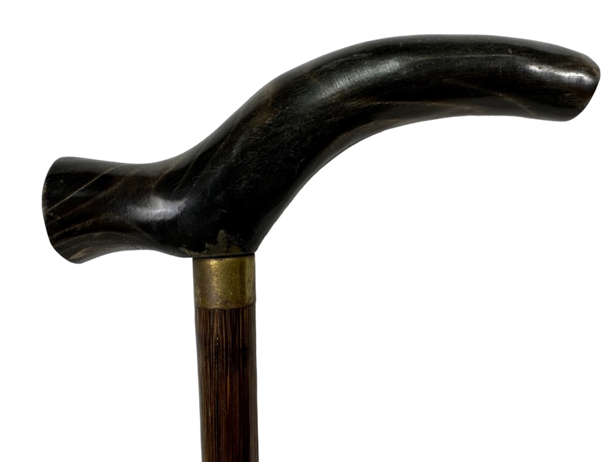 Vintage Horn Handle Bamboo Cane 36L [Photo 2]