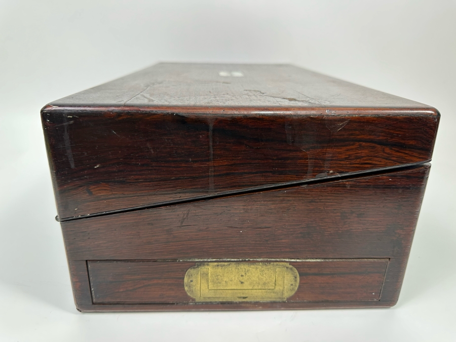 Antique Portable Folding Writing Desk Wooden Box 18W X 10D X 6H [Photo 8]