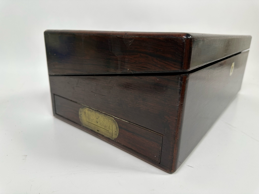 Antique Portable Folding Writing Desk Wooden Box 18W X 10D X 6H [Photo 7]