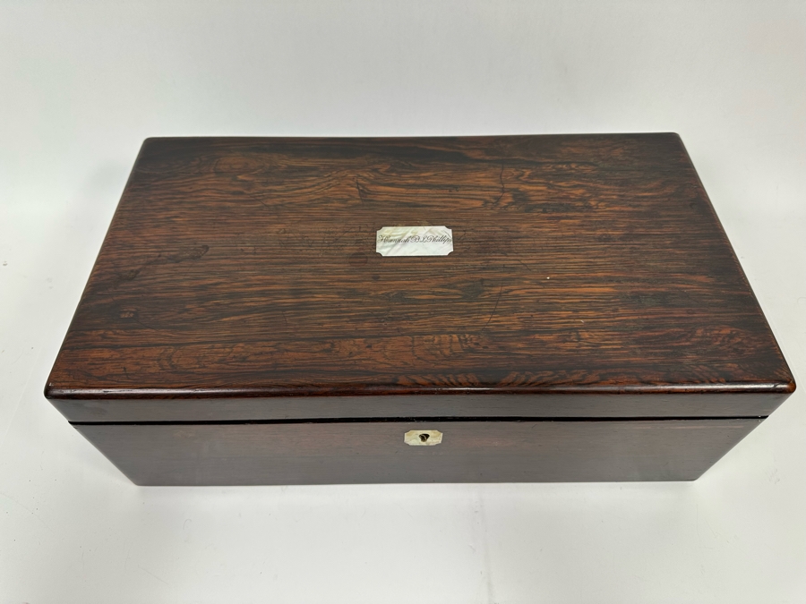 Antique Portable Folding Writing Desk Wooden Box 18W X 10D X 6H [Photo 4]