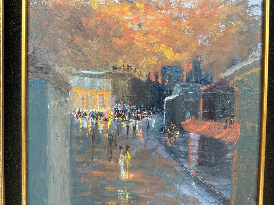 Jim Williams Original Mid-Century Oil Painting On Panel Titled 'Street Of Dreams' 14 X 18 Framed 19 X 23 [Photo 5]