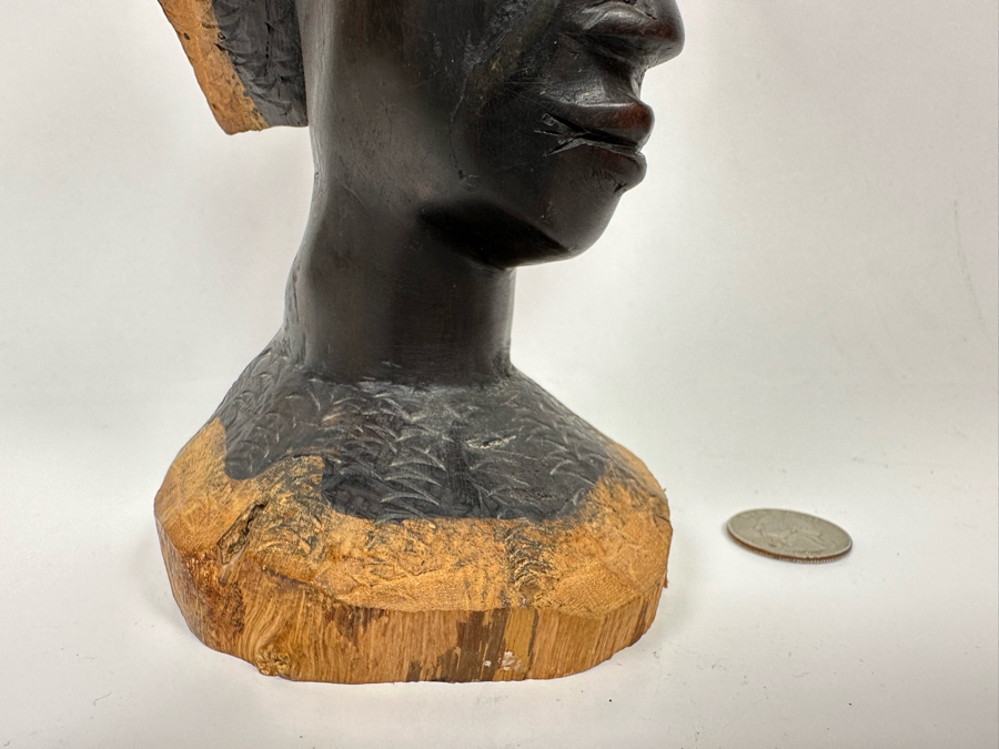 Carved Wooden South African Woman's Bust Sculpture 4W X 4D X 11H [Photo 4]
