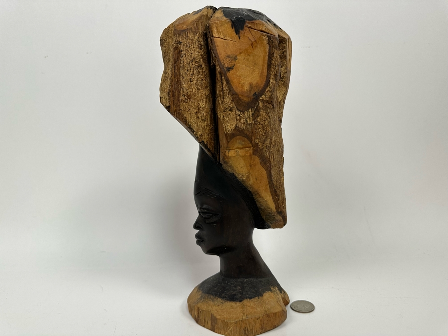 Carved Wooden South African Woman's Bust Sculpture 4W X 4D X 11H [Photo 8]