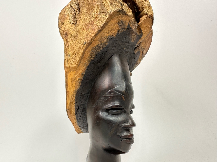 Carved Wooden South African Woman's Bust Sculpture 4W X 4D X 11H [Photo 5]