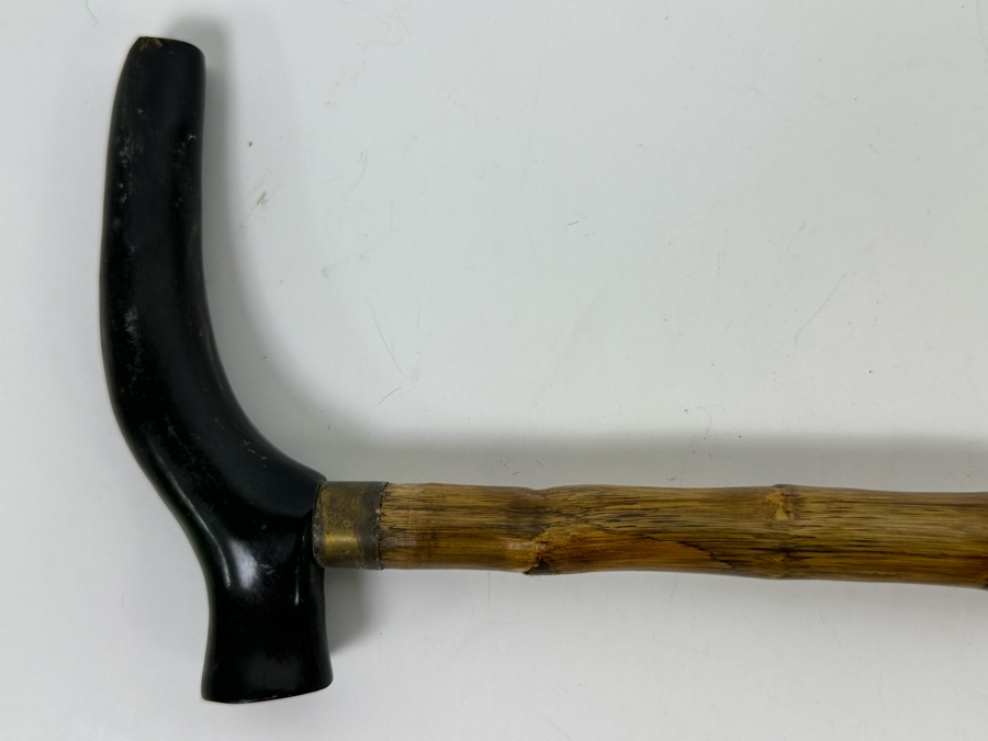 Vintage Horn Handle Bamboo Cane 35L [Photo 5]