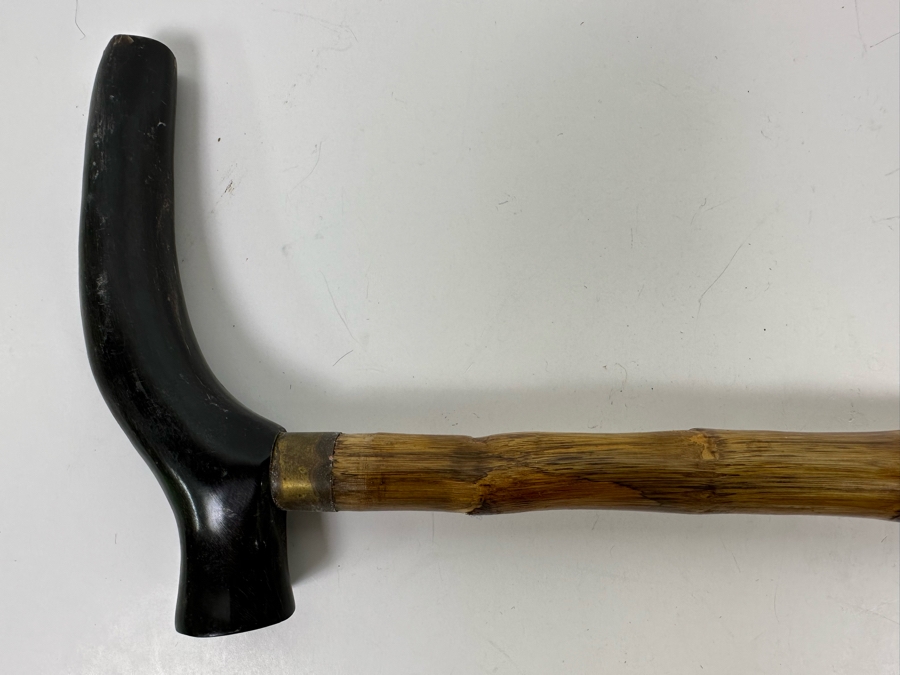 Vintage Horn Handle Bamboo Cane 35L [Photo 6]