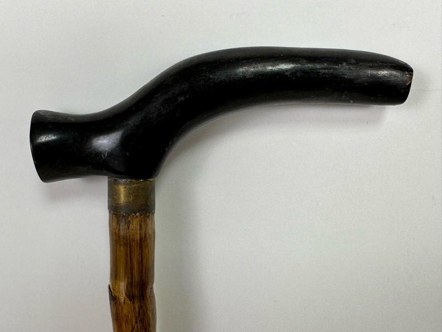Vintage Horn Handle Bamboo Cane 35L [Photo 4]