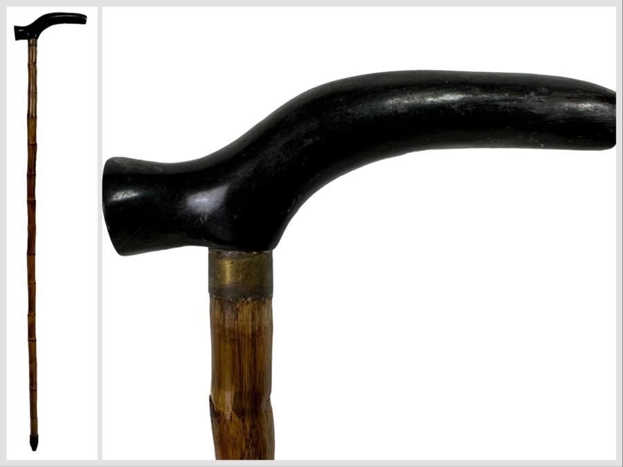 Vintage Horn Handle Bamboo Cane 35L [Photo 1]