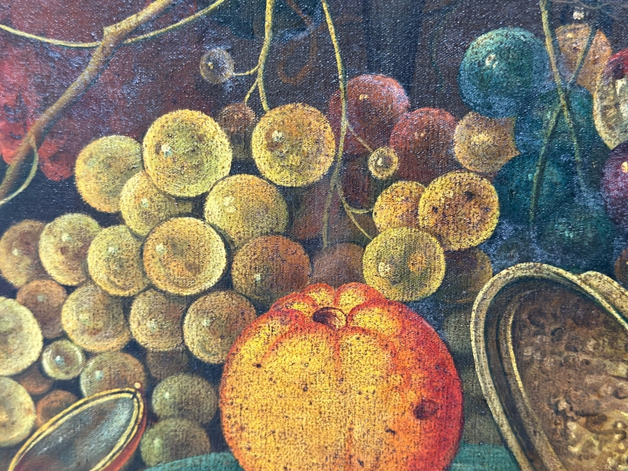 Vintage Original Still Life Painting On Canvas 47 X 23 Framed 52 X 29 [Photo 8]