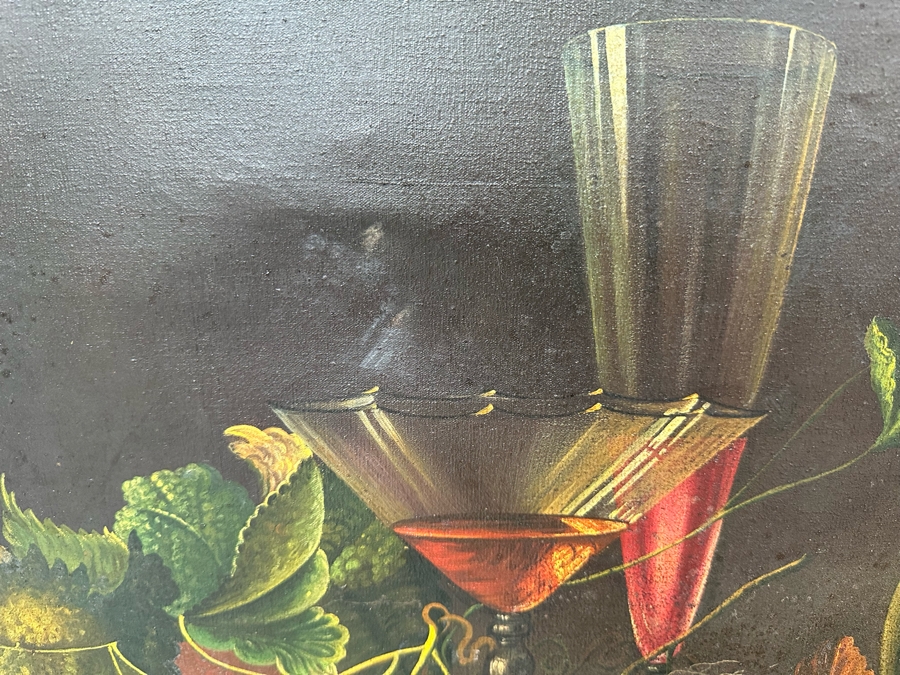 Vintage Original Still Life Painting On Canvas 47 X 23 Framed 52 X 29 [Photo 10]