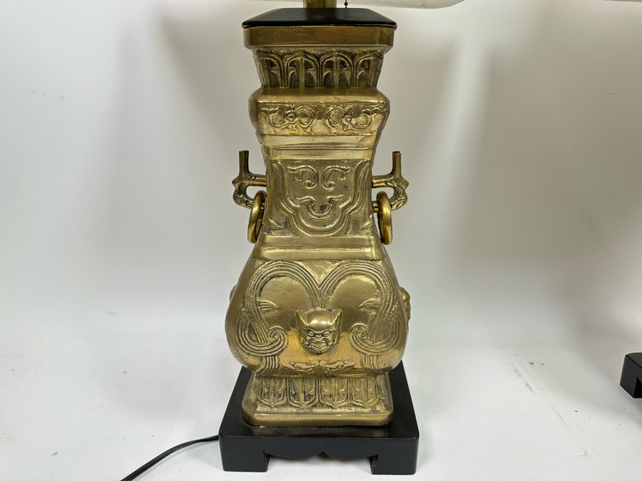 Pair Of Chinese Brass Table Lamps 27H [Photo 4]
