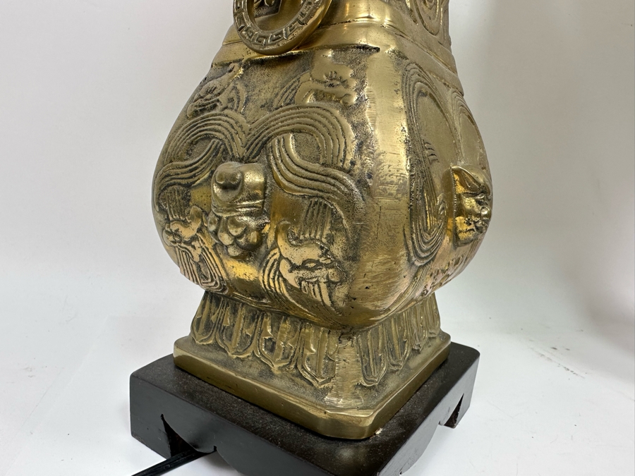 Pair Of Chinese Brass Table Lamps 27H [Photo 9]