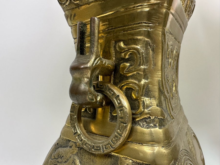 Pair Of Chinese Brass Table Lamps 27H [Photo 7]