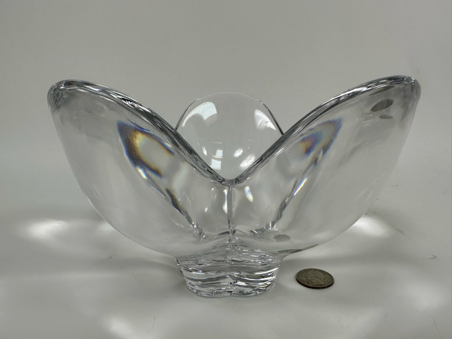 Orrefors Swedish Crystal Footed Bowl, Pomona Lars Hellsten Signed 7.5W X 4.5H [Photo 2]