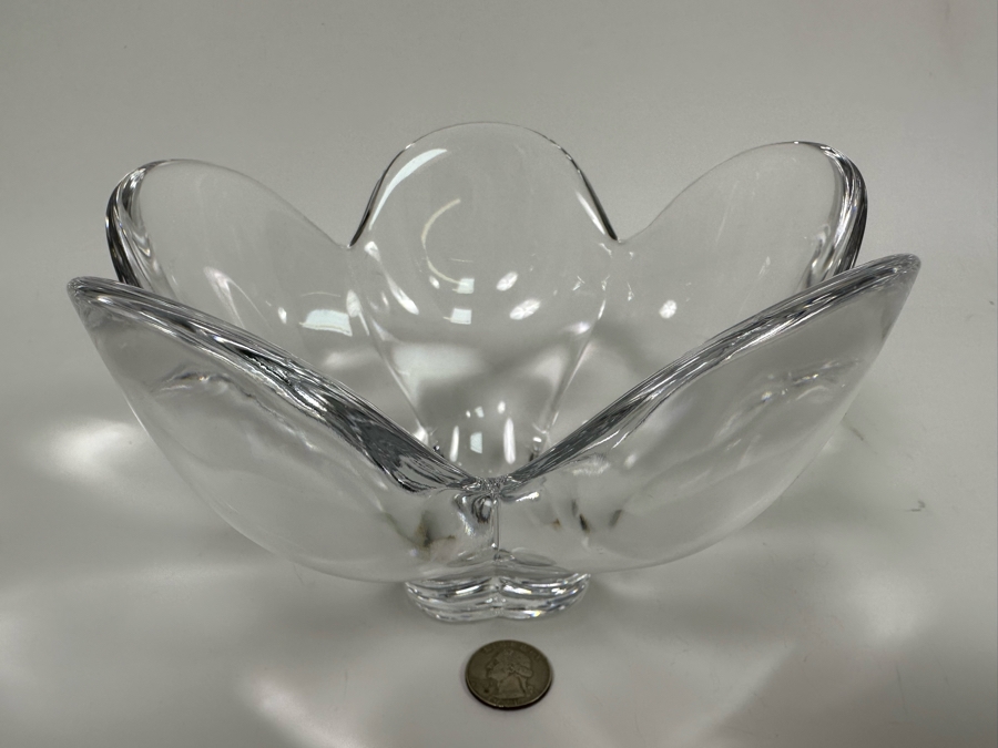 Orrefors Swedish Crystal Footed Bowl, Pomona Lars Hellsten Signed 7.5W X 4.5H [Photo 7]