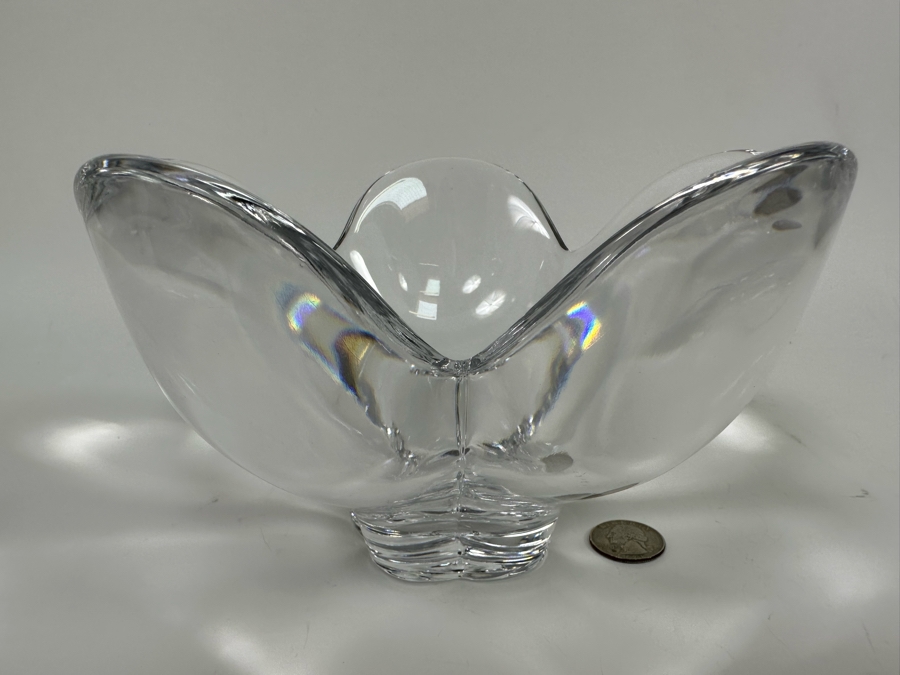 Orrefors Swedish Crystal Footed Bowl, Pomona Lars Hellsten Signed 7.5W X 4.5H [Photo 3]