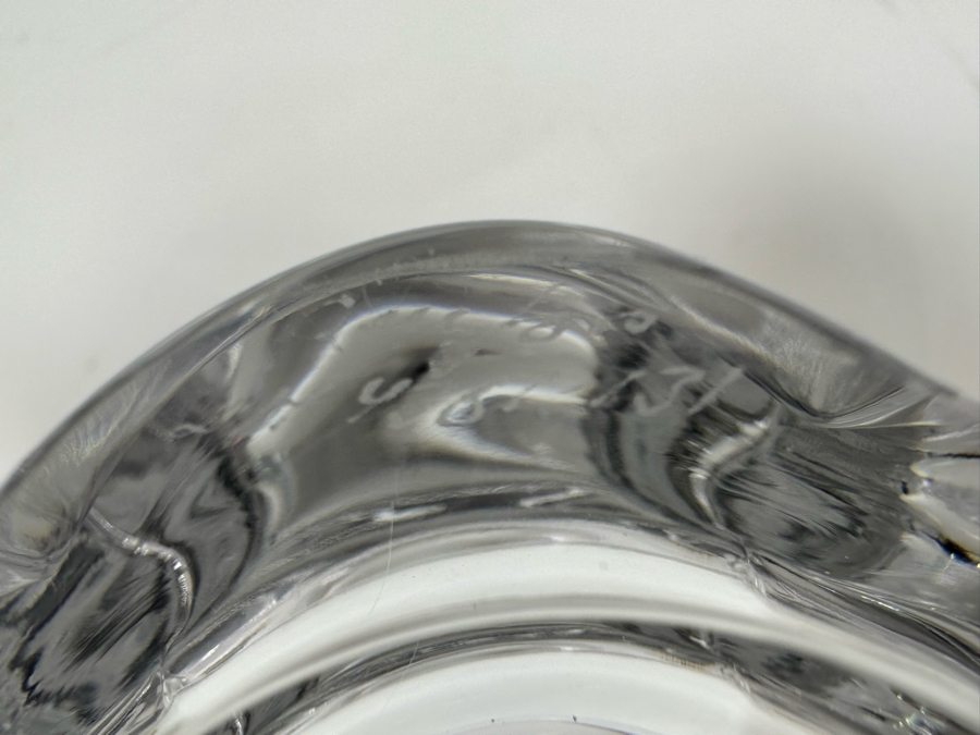 Orrefors Swedish Crystal Footed Bowl, Pomona Lars Hellsten Signed 7.5W X 4.5H [Photo 10]