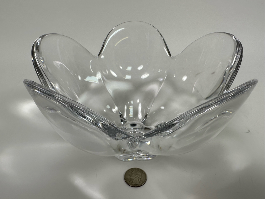 Orrefors Swedish Crystal Footed Bowl, Pomona Lars Hellsten Signed 7.5W X 4.5H [Photo 5]