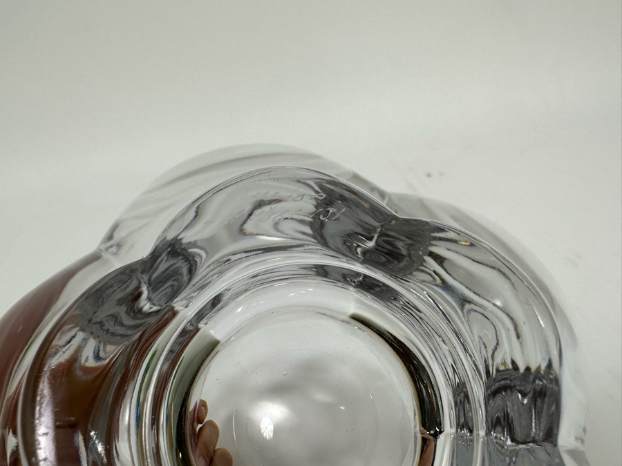 Orrefors Swedish Crystal Footed Bowl, Pomona Lars Hellsten Signed 7.5W X 4.5H [Photo 9]