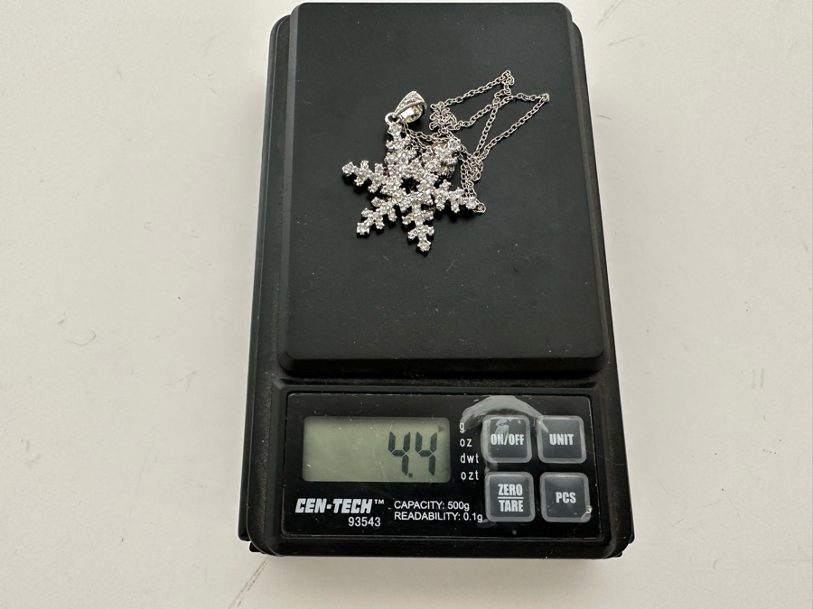 Sterling Silver Snowflake Pendant With 18' Sterling Silver Chain Necklace 4.4g [Photo 10]