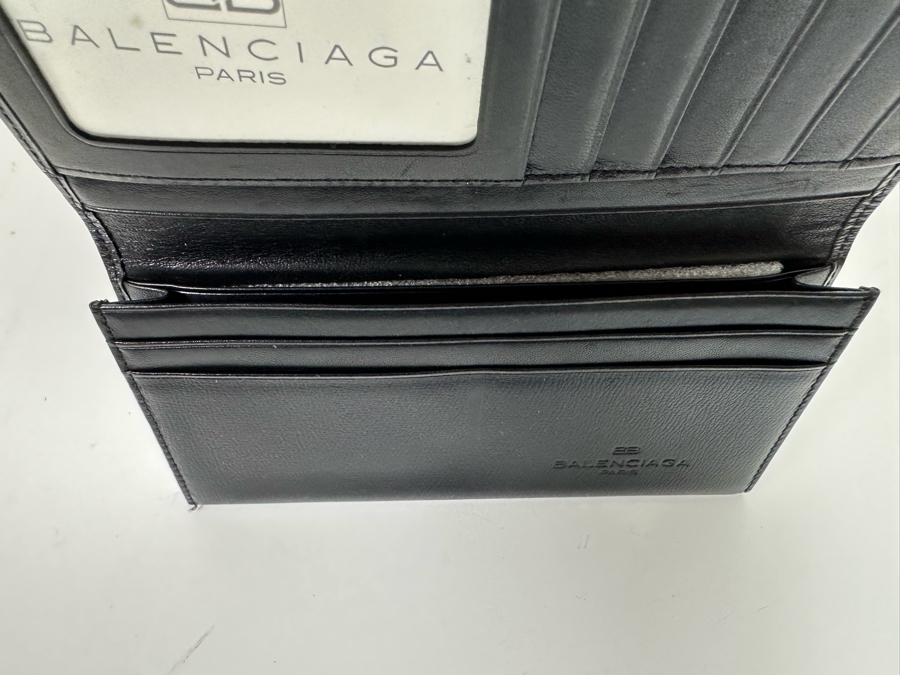New Balenciaga Paris Men's Leather Long Wallet In Black 7 X 3.5 Retails $500 [Photo 9]