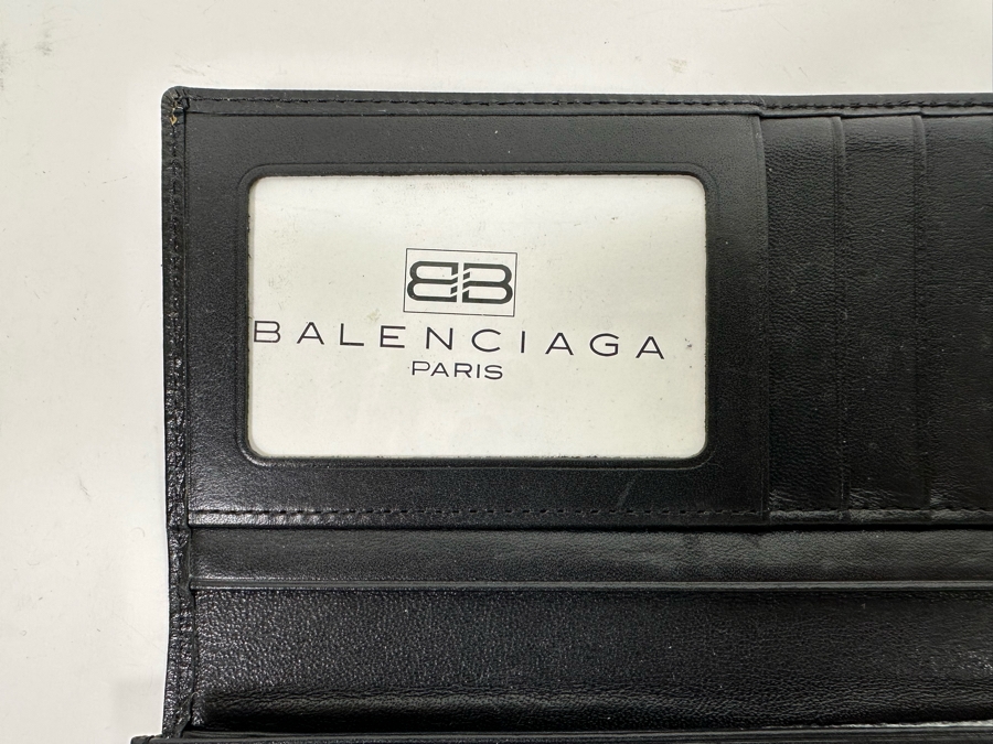 New Balenciaga Paris Men's Leather Long Wallet In Black 7 X 3.5 Retails $500 [Photo 8]