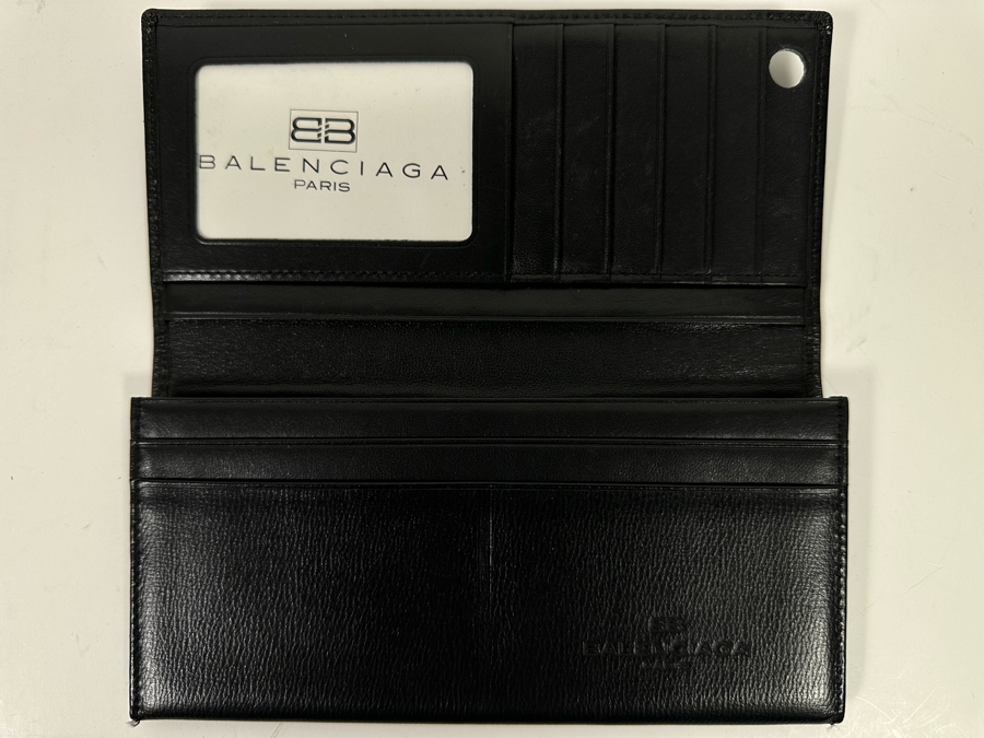 New Balenciaga Paris Men's Leather Long Wallet In Black 7 X 3.5 Retails $500 [Photo 5]