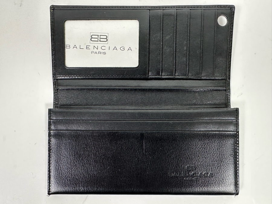 New Balenciaga Paris Men's Leather Long Wallet In Black 7 X 3.5 Retails $500 [Photo 4]