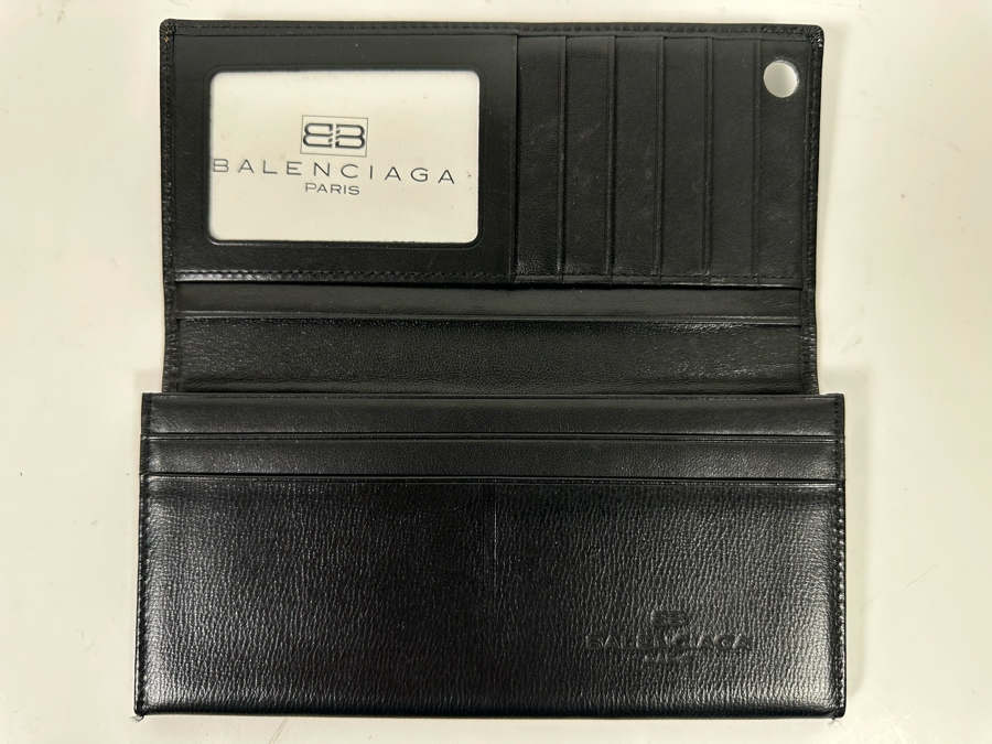 New Balenciaga Paris Men's Leather Long Wallet In Black 7 X 3.5 Retails $500 [Photo 6]