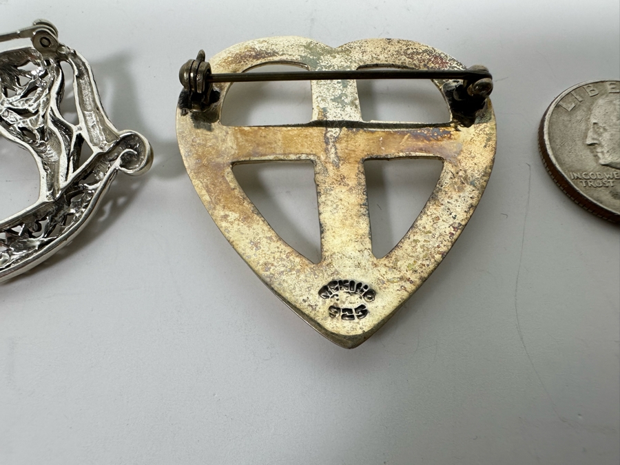 Pair Of Sterling Silver Brooches And Pins 21.3g [Photo 6]
