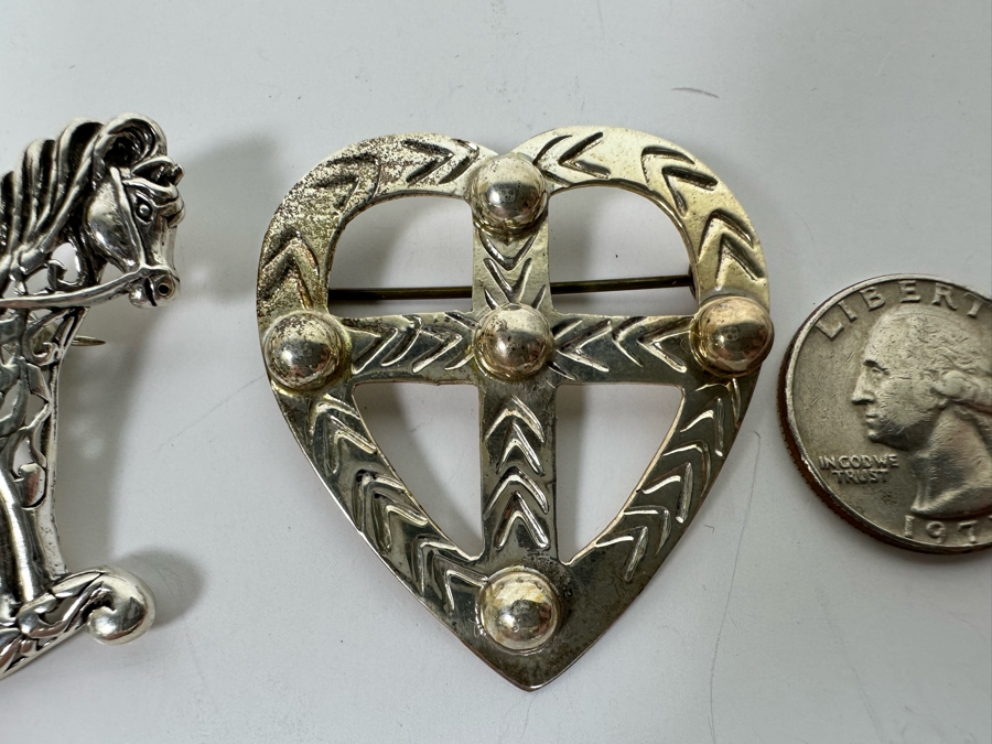 Pair Of Sterling Silver Brooches And Pins 21.3g [Photo 5]