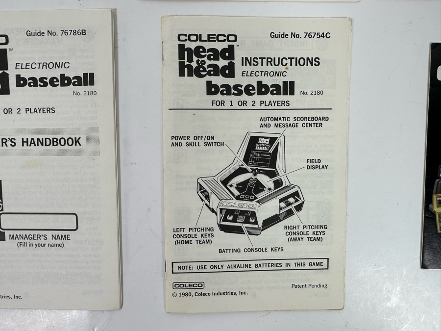 Collection Of Vintage Seventies Instruction Booklets From Various Electronic Games Including Coleco Electronic Quarterback & Coleco Head To Head Electronic Baseball (No Games) [Photo 8]