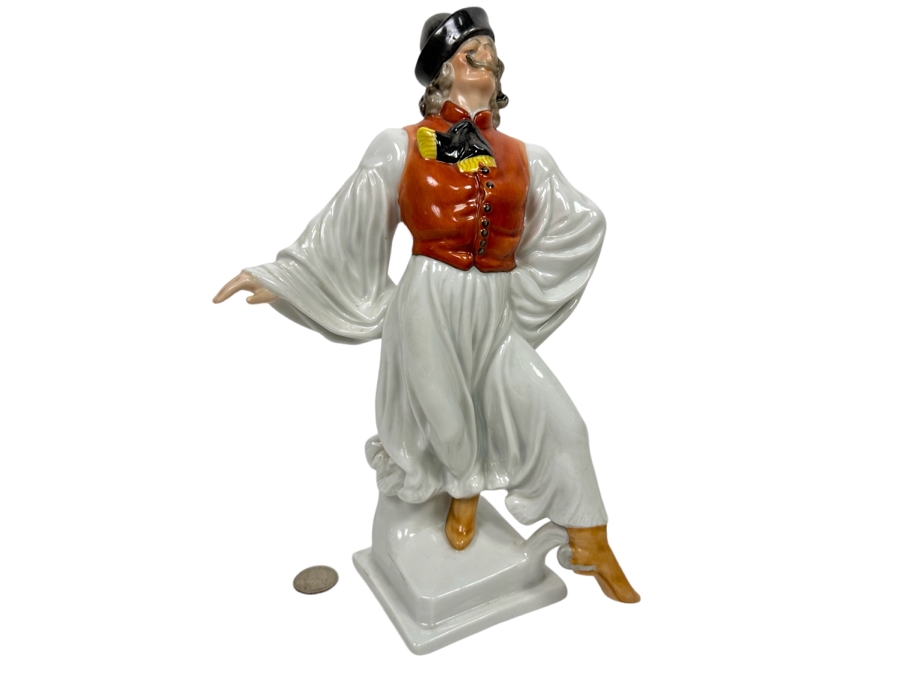 Herend Hungary Porcelain Hand Painted Dancing Peasant Figurine 11.5H